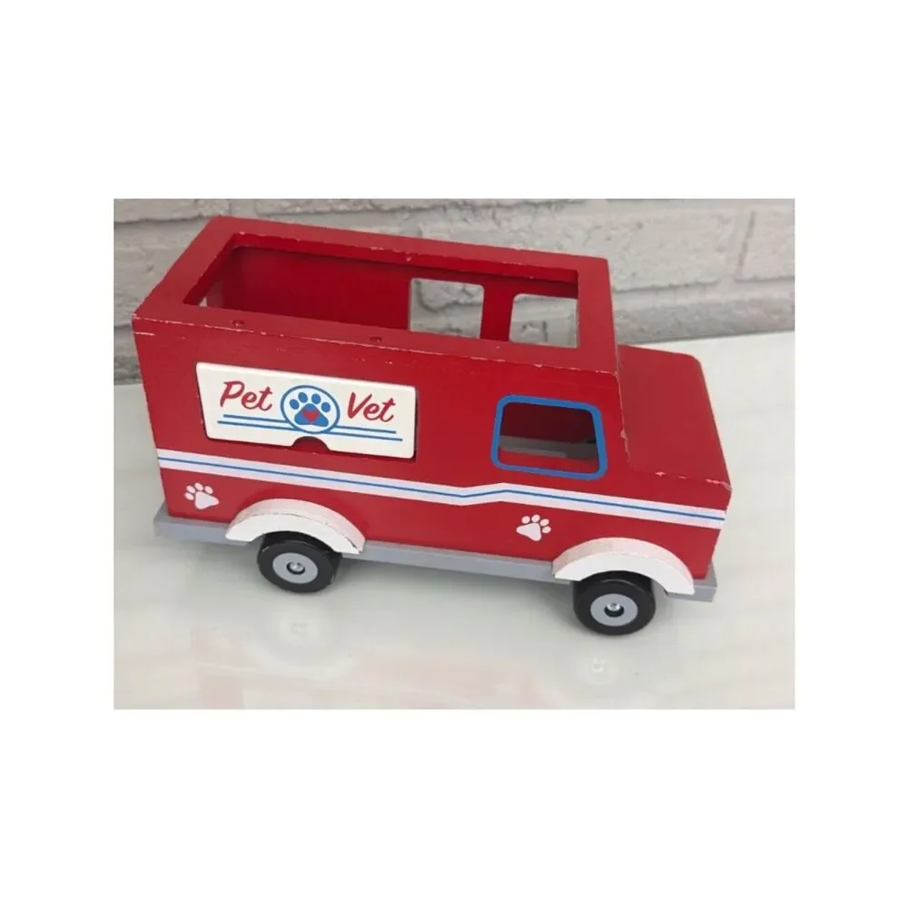 Jack Rabbit Creations Inc Red Wooden Pet Vet Truck